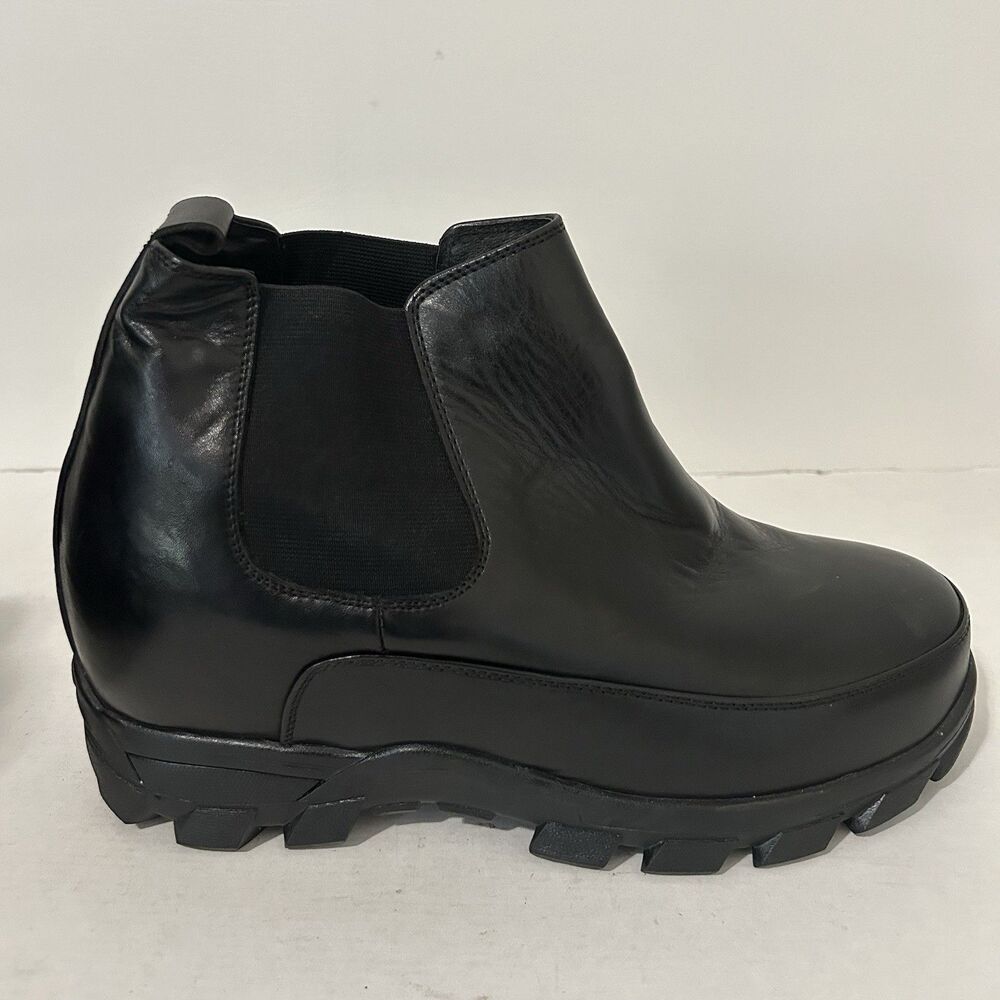 CALDEN Sz 8 Men’s Lug Boots 4.9” Elevator Height Increase Black Slip-On K332011